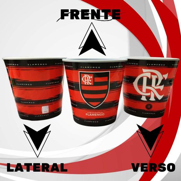 Imagem de Kit 5U Balde Pipoca Grande 2,5L Time Escudo Flamengo Oficial