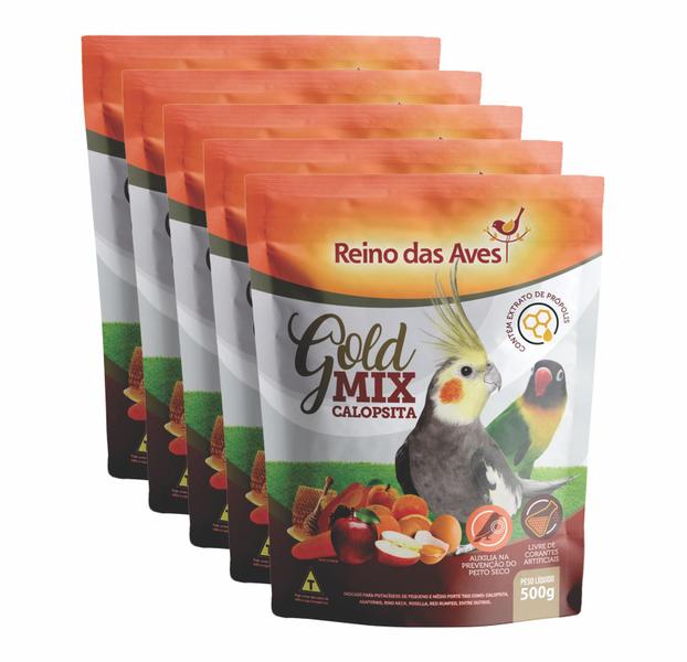 Kit 5un Calopsita Gold Mix 500g - Reino Das Aves Imagem de Kit 5un Calopsita Gold Mix 500g - Reino Das Aves