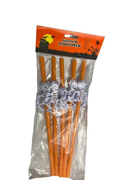 Imagem de Kit 5un Canudos Grandes 30cm com Caveira decoração Halloween