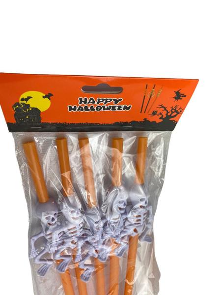 Imagem de Kit 5un Canudos Grandes 30cm com Caveira decoração Halloween