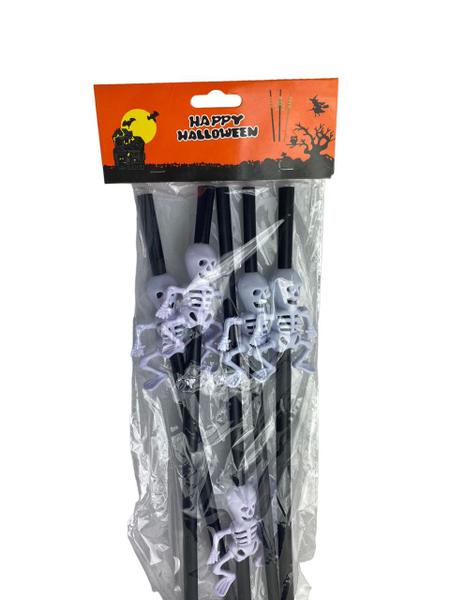 Imagem de Kit 5un Canudos Grandes 30cm com Caveira decoração Halloween