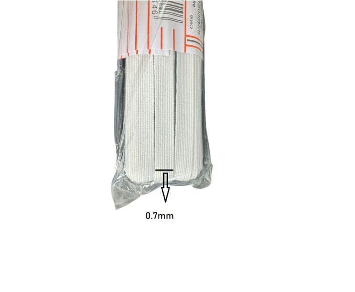 Imagem de Kit 5un Elástico chato Branco numero 14- 0.7mm de 10 metros
