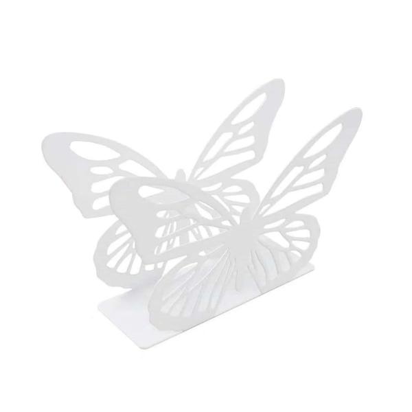 Imagem de Kit 5un Porta guardanapo metal borboleta mesa posta - branco