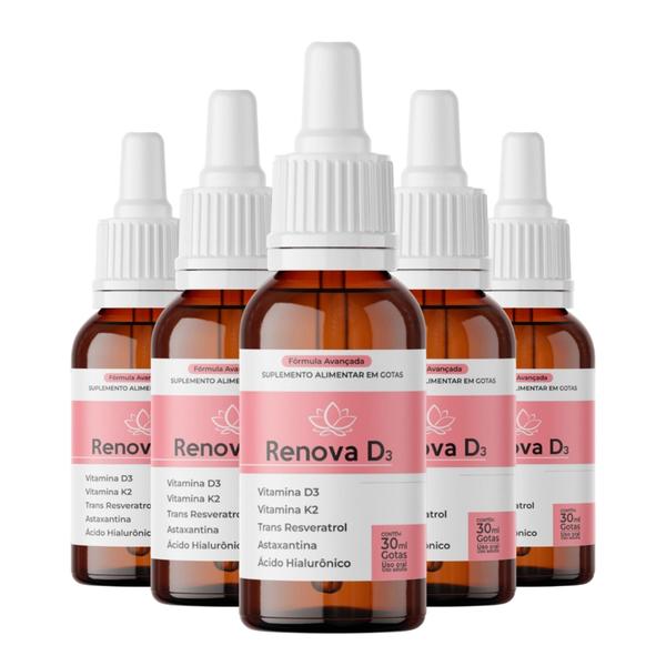 Imagem de Kit 5un Renova D3 Vitamina K2 mais Vitamina D3 e Trans Resveratrol Para uma Pele Mais Linda e Jovem