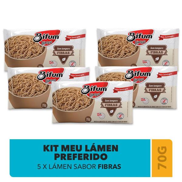 Imagem de Kit 5unid Macarrão Arroz Bifum Lámen Fibras 70g Sem Glúten Vegano