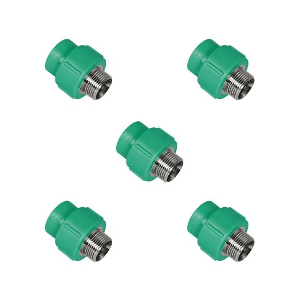 Imagem de KIT 5x Adaptador Macho 32 x 3/4" BSP PPR Verde para Água Quente e Fria AMANCO