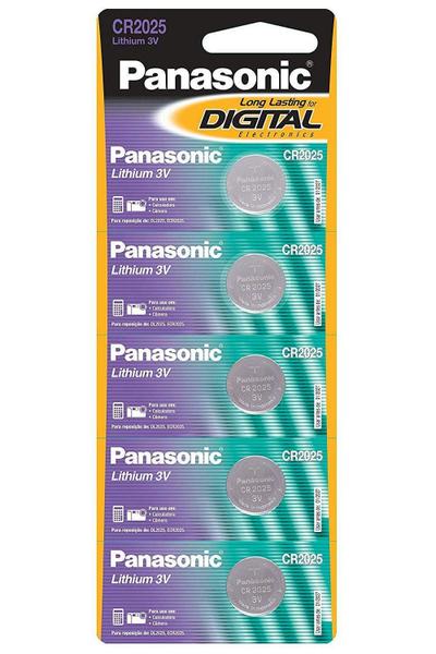 Imagem de Kit 5x Baterias CR2025 3V Panasonic - Multiuso