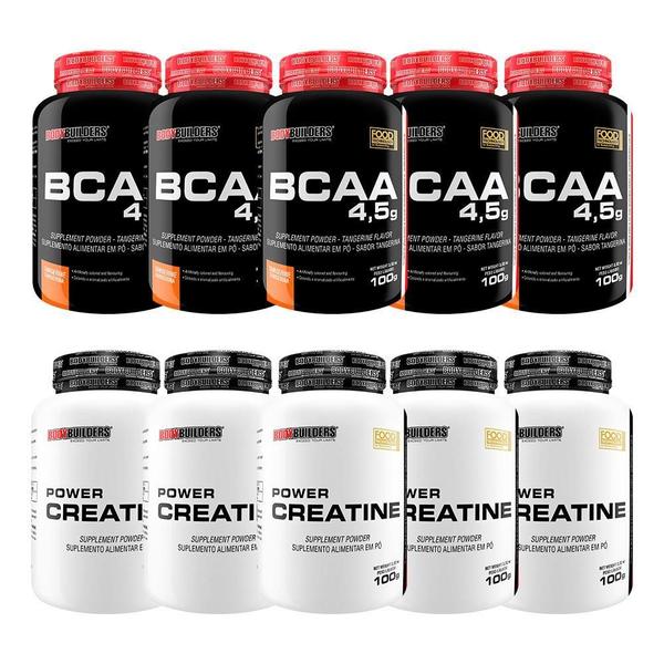 Imagem de Kit 5X Bcaa 4.5 Tangerina 100G+ 5X Power Creatina 100G