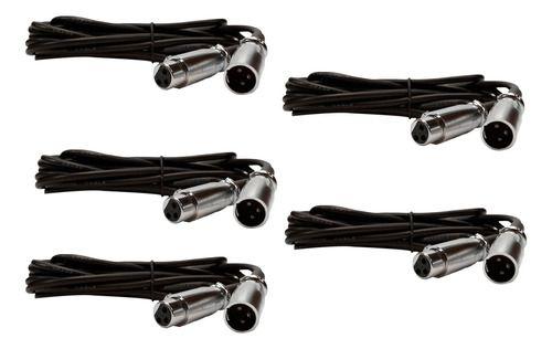 Imagem de Kit 5x Cabos Microfone Xlr Macho Xlr Fêmea Balanceado 5m