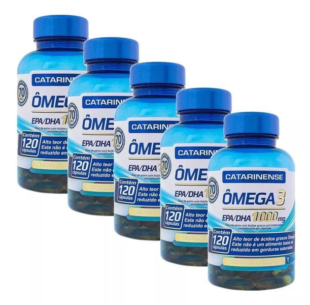 Imagem de Kit 5x Ômega 3 Catarinense 1000mg 120 Cáps Original Óleo De Peixe