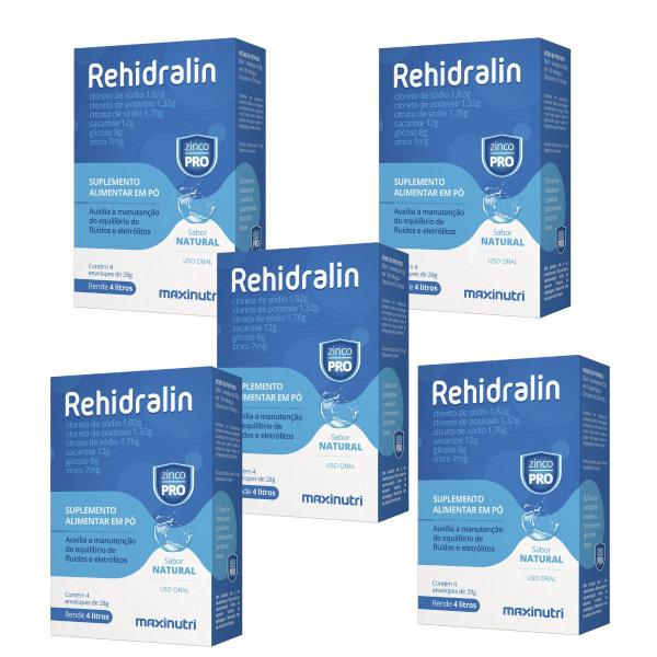 Imagem de KIT 5X - REHIDRALIN PO NATURAL 28G - 4ENV Maxinutri