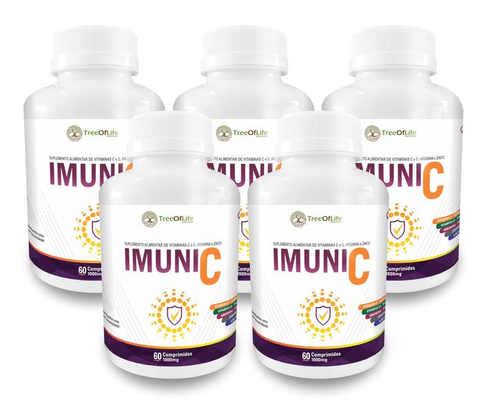 Imagem de Kit 5x Super Vit C Imune 5+ (Arginina Vitamina C Vitamina D Zinco e Cálcio) 60 Comprimidos 1000mg