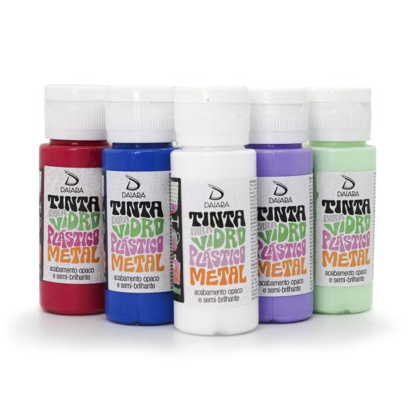 Imagem de Kit 5x Tinta Vidro Plástico Metal 60ml Daiara Escolha a Cor