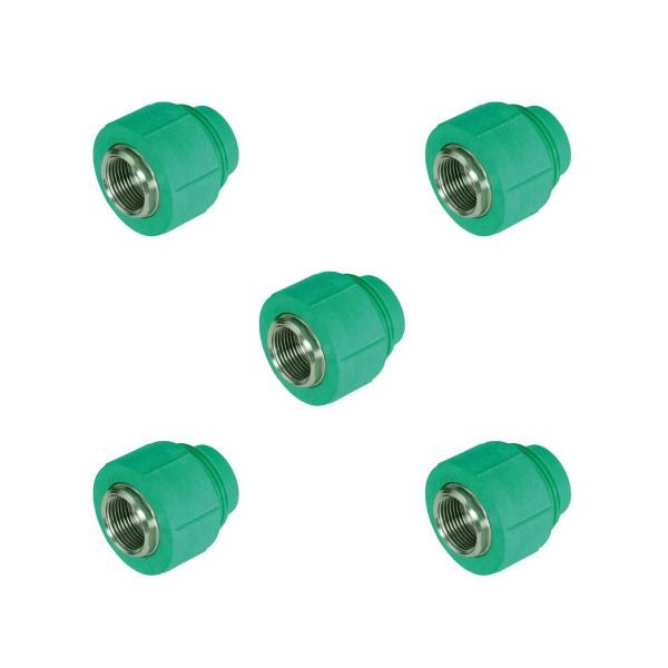 Imagem de KIT 5x União Mista 32 x 1" BSP PPR Verde para Água Quente e Fria AMANCO