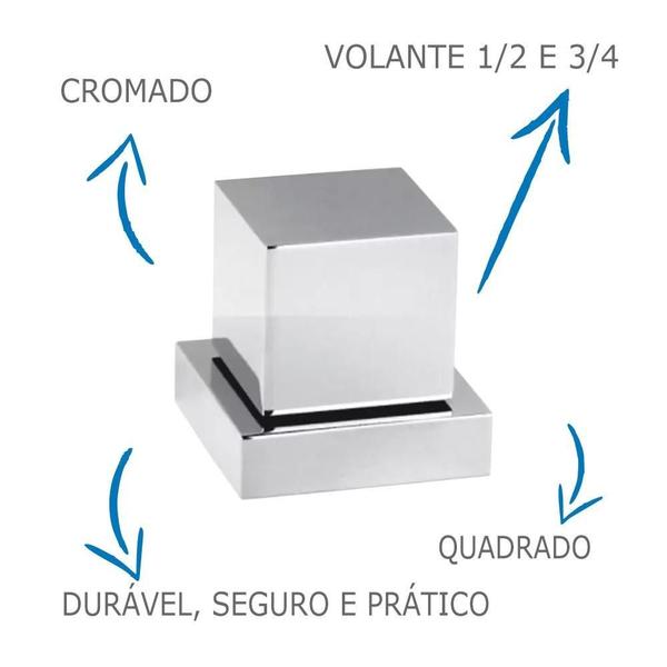 Imagem de Kit 6 Acabamento Quadrado Registro 1/2 E 3/4 Volante C-80