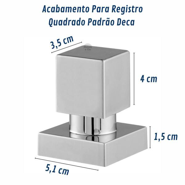 Kit 6 Acabamento Registro Quadrado Padrão Deca ½ a ¾ Prata - Metais e Cia Imagem de Kit 6 Acabamento Registro Quadrado Padrão Deca ½ a ¾ Prata