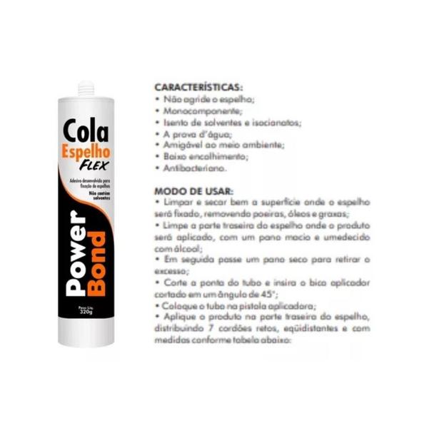 Imagem de Kit 6 Adesivos Silicone Cola Espelho Flex PowerBond 320g