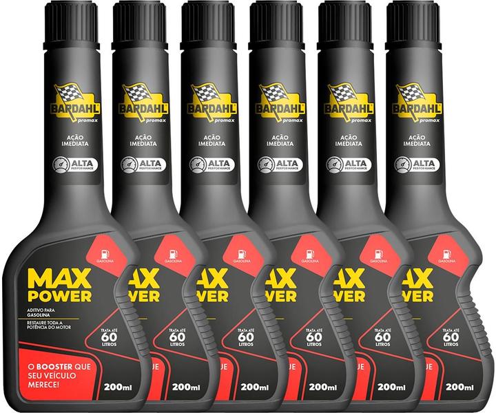 Imagem de Kit 6 Aditivo Combustível Gasolina Bardahl Max Power Octane Booster 200ml