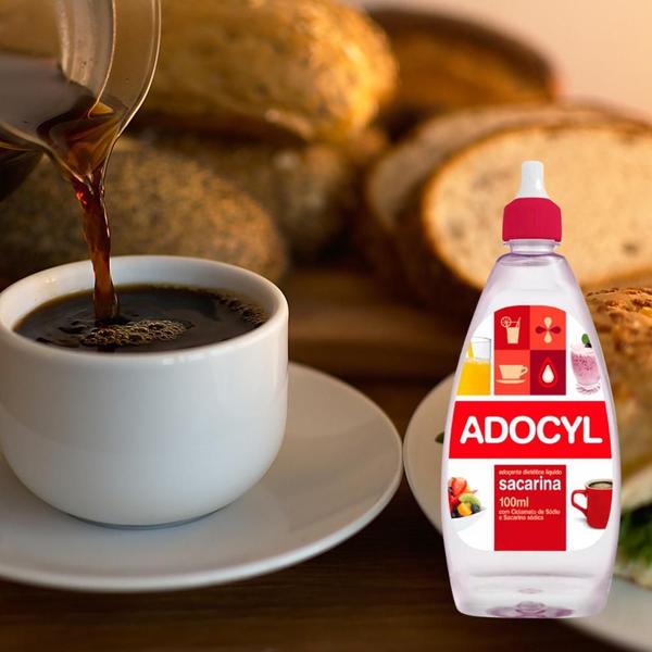 Kit 6 Adoçante Líquido Dietético Sacarina Adocyl 100ml Imagem de Kit 6 Adoçante Líquido Dietético Sacarina Adocyl 100ml
