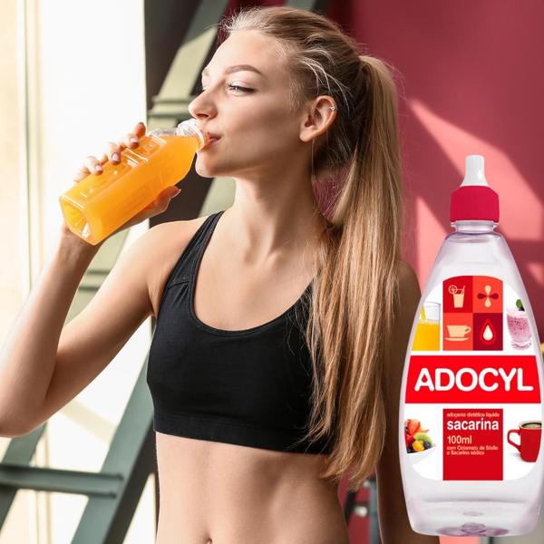 Kit 6 Adoçante Líquido Dietético Sacarina Adocyl 100ml Imagem de Kit 6 Adoçante Líquido Dietético Sacarina Adocyl 100ml