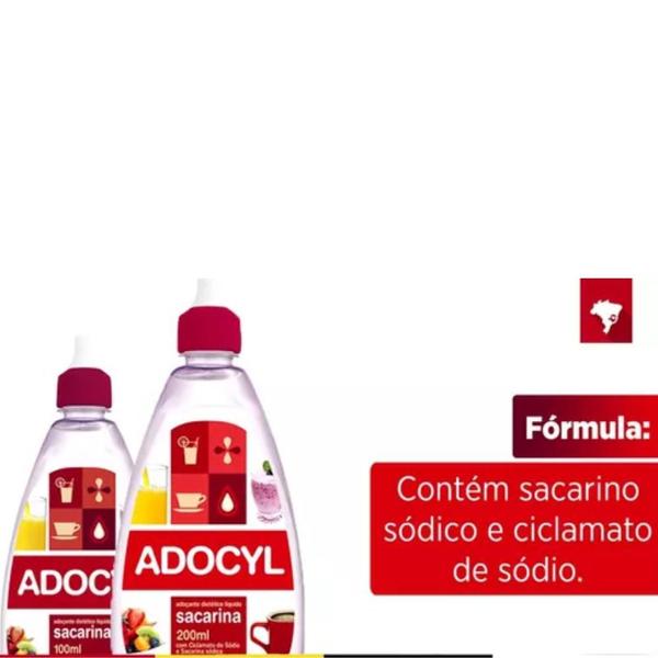 Kit 6 Adoçante Líquido Dietético Sacarina Adocyl 100ml Imagem de Kit 6 Adoçante Líquido Dietético Sacarina Adocyl 100ml