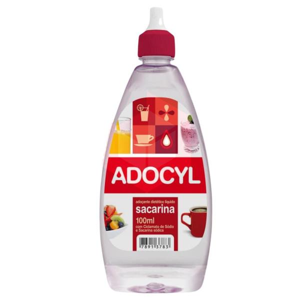 Kit 6 Adoçante Líquido Dietético Sacarina Adocyl 100ml Imagem de Kit 6 Adoçante Líquido Dietético Sacarina Adocyl 100ml