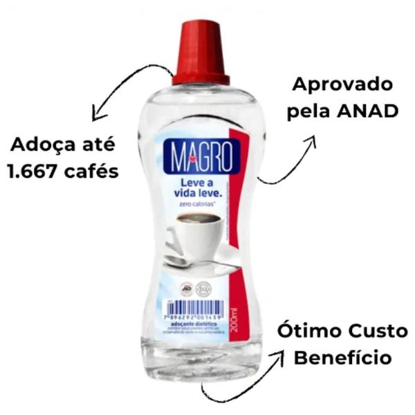 Imagem de Kit 6 adocante liquido zero calorias dietetico magro lowcucar 200ml