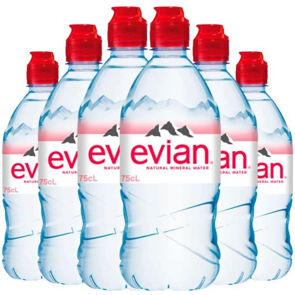 Imagem de Kit 6 Água Mineral Francesa Evian Sem Gás Pet 750ml