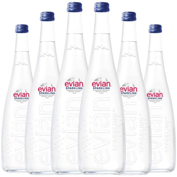 Imagem de Kit 6 Água Mineral Francesa Evian Sparkling Com Gás 750ml