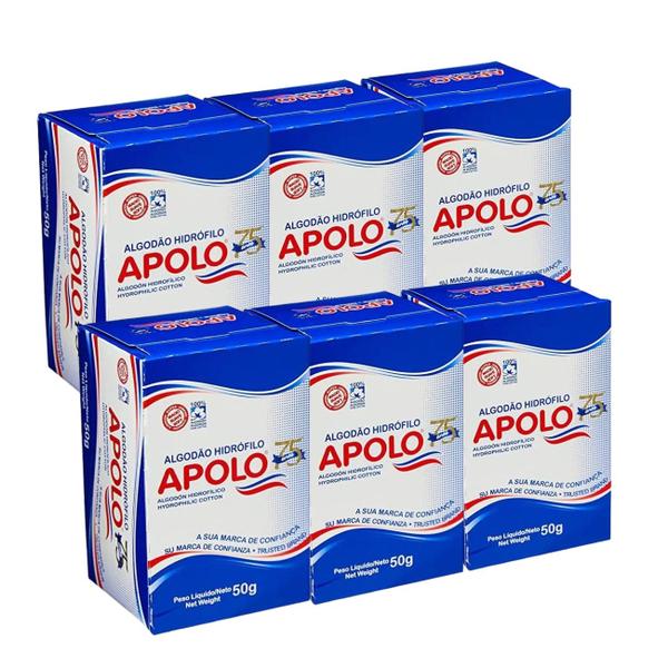 Imagem de Kit 6 algodão apollo 50g hidrofilo