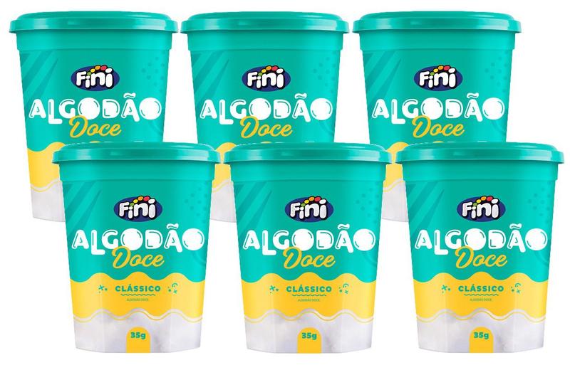 kit 6 Algodão Doce FINI SABOR CLASSICO TRADICIONAL POTE 35G Imagem de kit 6 Algodão Doce FINI SABOR CLASSICO TRADICIONAL POTE 35G