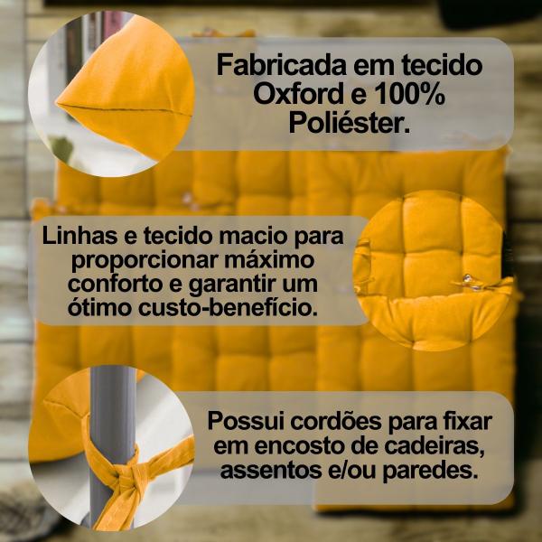 Imagem de Kit 6 Almofadas Futon Confortável P/ Cadeiras Assento Decorativo 40x40