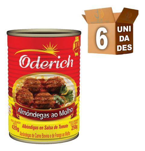 Imagem de Kit 6 Almondega Ao Molho Oderich Enlatada 420g