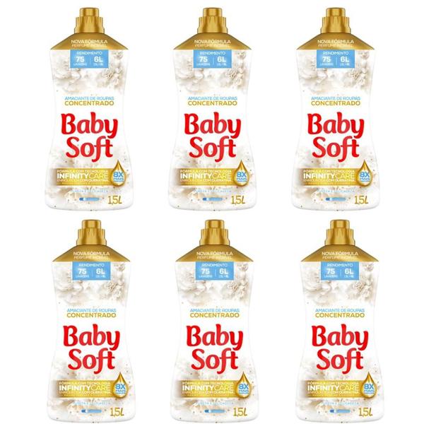 Imagem de Kit 6 Amaciantes Concentrados Baby Soft Pureza e Delicadeza 1,5l