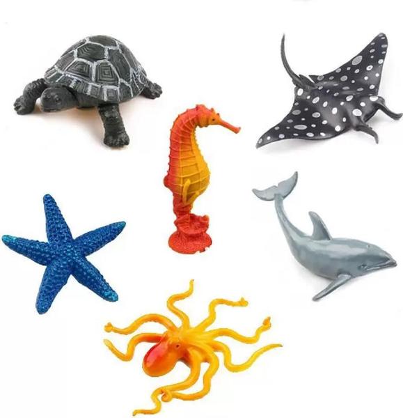 Imagem de Kit 6 Animais Marinhos Tartaruga E Golfinho 0890 Shiny Toys