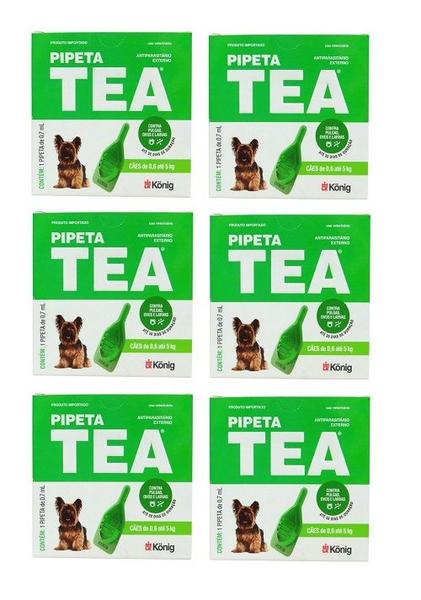 Imagem de Kit 6 Anti Pulgas Pipeta Tea Konig Para Cães De 0,6 Kg Á 5kg