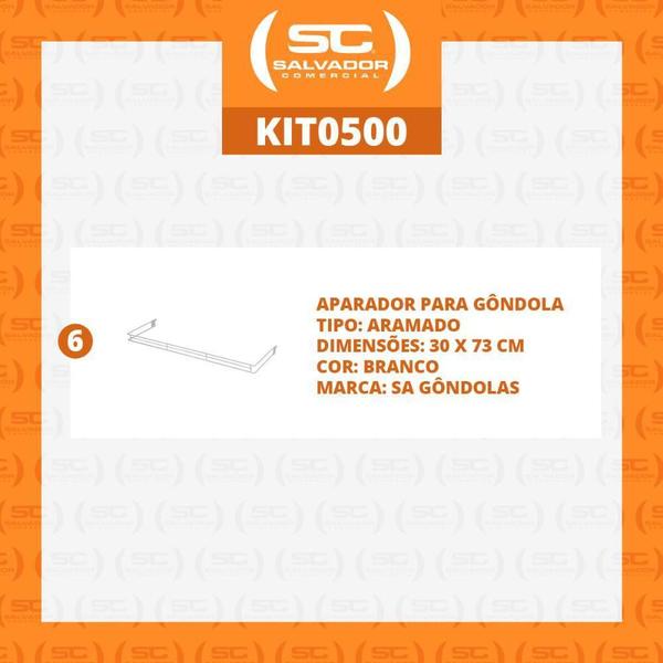 Imagem de Kit - 6 Aparador Aramado Em U 30X73Cm Branco - Sa Gondolas