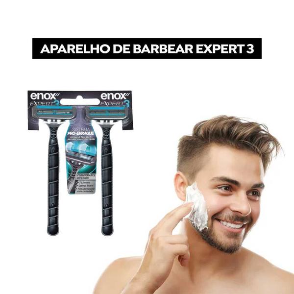 Imagem de Kit 6 Aparelho de Barbear Descartável Barbeador 3 Lâminas Enox Expert