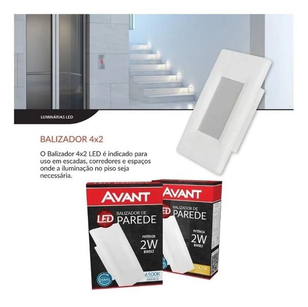 Imagem de Kit 6 Balizador Parede Escada Led 2w 4x2 Branco Frio 6500k