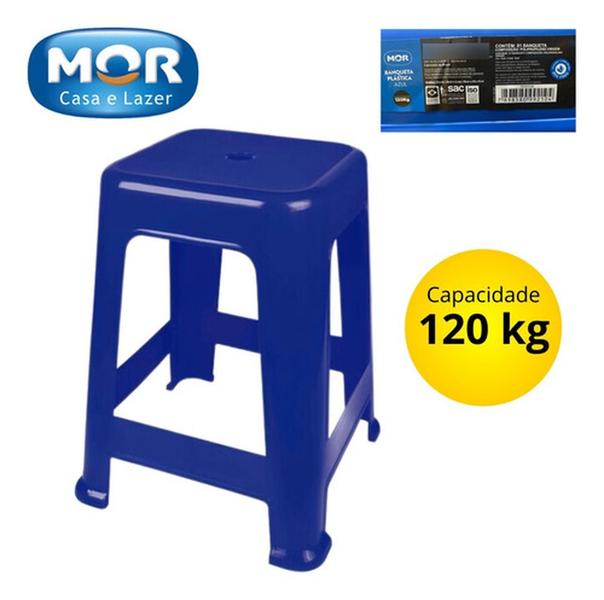 Imagem de Kit 6 Banco De Plástico Banqueta Mor Suporta Até 120kg