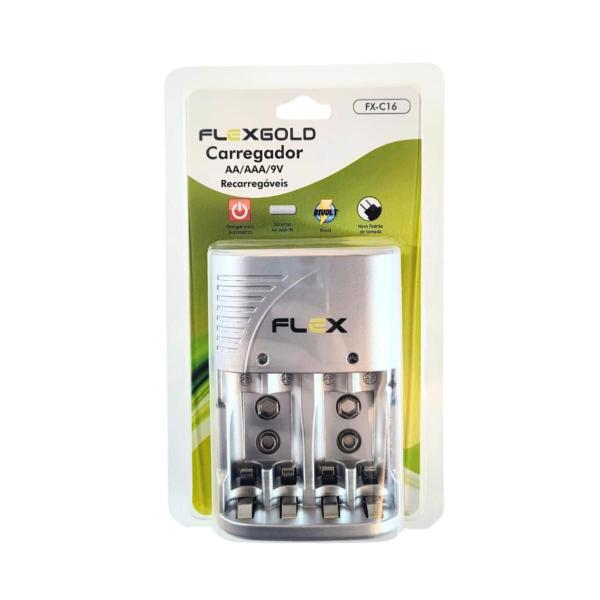 Kit 6 Bateria Recarregáv 9v + Carreg Bateria Pilha Aa/aaa/9v Auto Stop - Flex Gold Imagem de Kit 6 Bateria Recarregáv 9v + Carreg Bateria Pilha Aa/aaa/9v Auto Stop