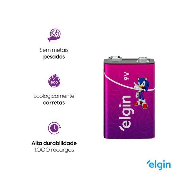 Imagem de Kit 6 Baterias Recarregável 9 Volts Elgin 9v 250mah Original