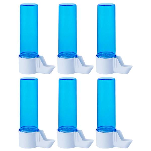 Imagem de Kit 6 Bebedouro Automático Italiano Azul 100ml Malha Fina Canário Curió Coleiro Bicudo Periquito