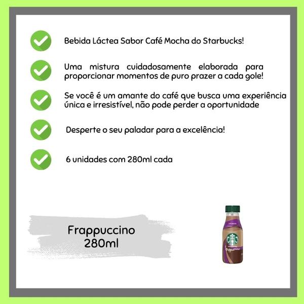 Kit 6 Bebidas Láctea Starbucks Frappuccino Café Mocha 280ml - Nestlé Imagem de Kit 6 Bebidas Láctea Starbucks Frappuccino Café Mocha 280ml