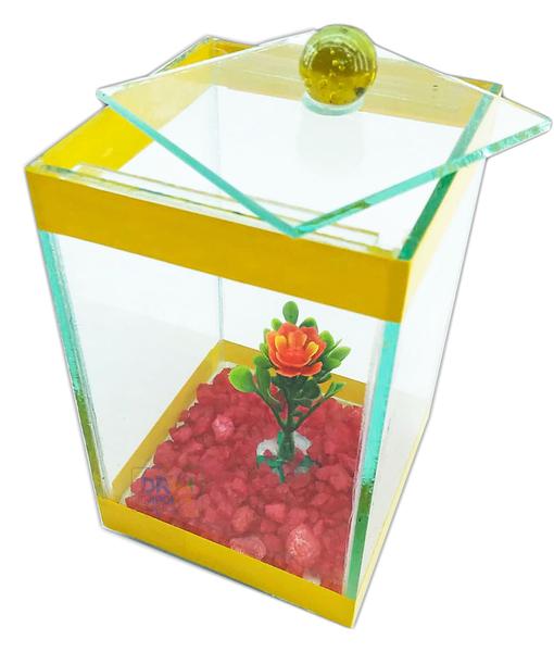 Imagem de Kit 6 Beteiras Aquários Decorados Pedra Flor 10x10x15 Betta