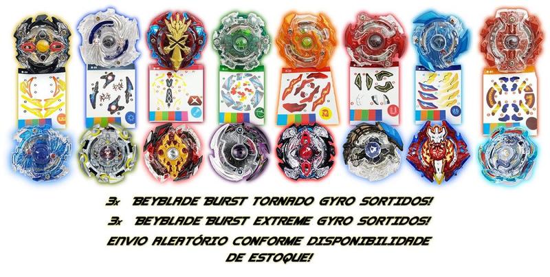 Imagem de Kit 6 Beyblade Burst + 6 Lançadores + 3 Suporte Grip