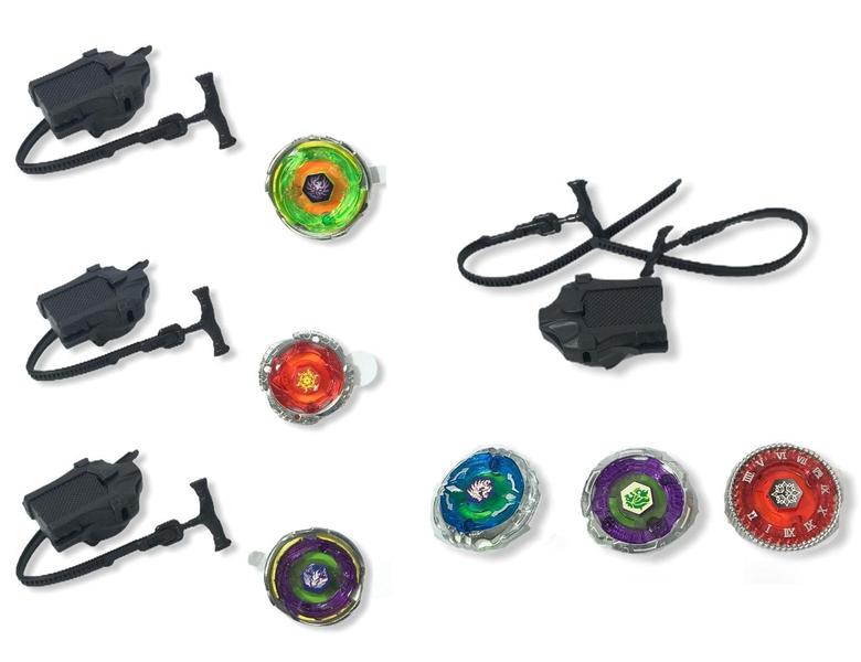 Imagem de Kit 6 Beyblade Metal C/Luz Led Speed Light + 4 Lançadores