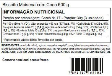 Imagem de Kit 6 Biscoito Caseiro Maisena com Coco Fruta Natural