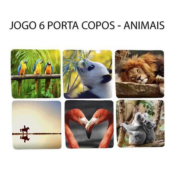 Imagem de Kit 6 Bolacha de Copos Personalizado Apaixonados por Animais Quadrado