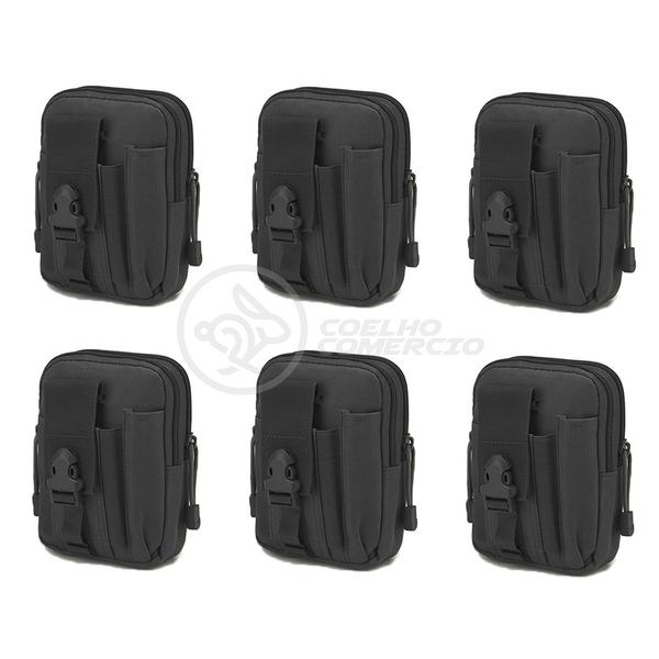 Imagem de Kit 6 Bolsas Pretas Conjunto Acessórios de Camping Kit Sobrevivência para Acampar